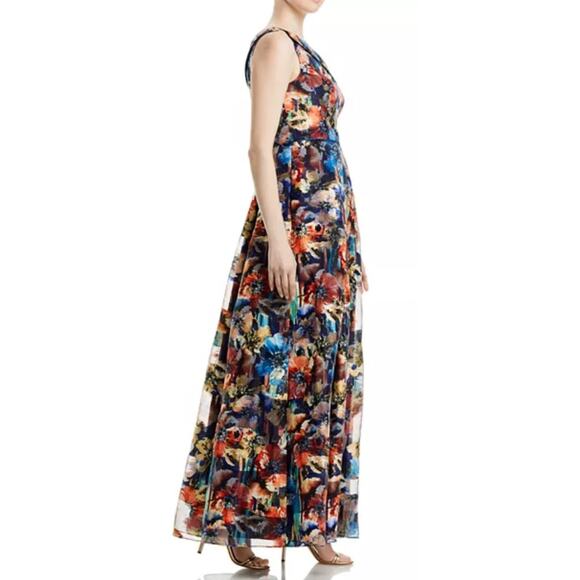 AIDAN MATTOX DRESS GOWN 10 MOTHER OF THE BRIDE FALL WEDDING GUEST LONG FLORAL - Picture 2 of 16
